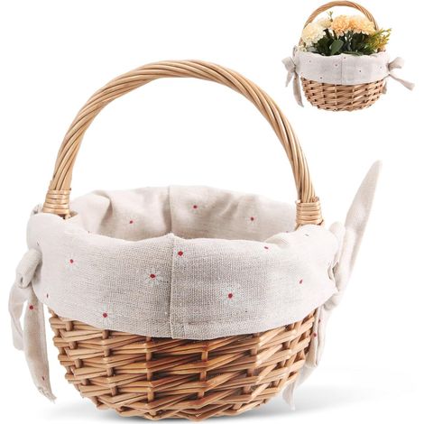 Panier en Osier Tissé à la Main avec Simulation de Fleurs - Panier à Fleurs (1/5)