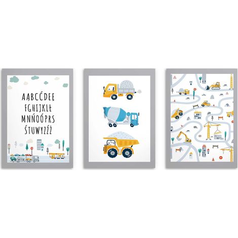 Ensemble d'affiches pour enfants Alphabet Voitures Images pour enfants pour garçons 50x70 (1/5)
