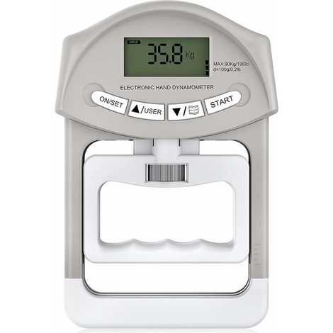 Dynamomètre à main électronique 90 kg / 200 lbs Capacité de préhension avec 19 jeux de disques individuels (1/5)