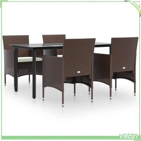 Ensemble à manger de jardin - FAF EICY - 3156612 - 4 personnes - résine tressée résistante - dessus verre trempé (1/5)