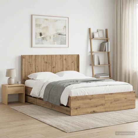 Struttura del letto con stoccaggio e testata Artisan Oak vidaXL (1/5)