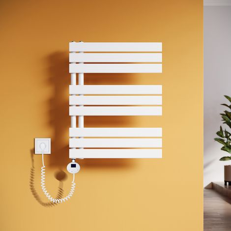 SONNI Handtuchheizkörper Elektrisch mit Heizstab Badheizkörper Elektrisch mit Temperatureinstellung Und Timer Weiß 762x600mm (1/5)