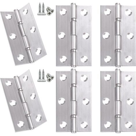 Lot de 6 charnières de porte d'armoire en acier inoxydable avec 60 vis pour quincaillerie de meubles, portes de tiroirs d'armoires, 60 x 38 mm (1/5)