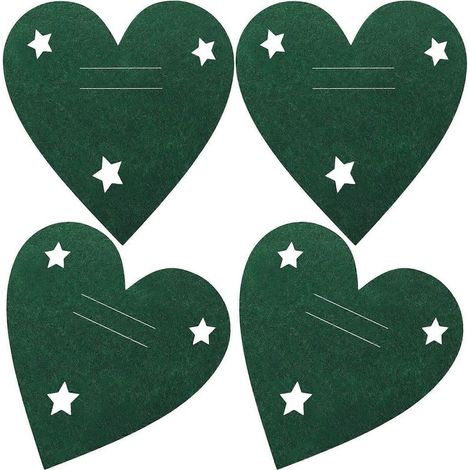 Lot de 4 porte-couverts de Noël en forme de cœur, avec pochettes pour couverts. (1/3)