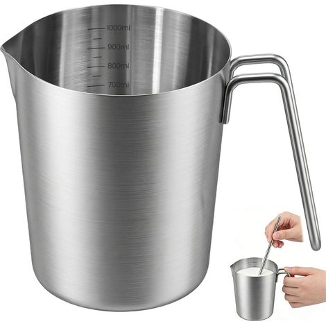 Liter Measuring Cup for Immersion Blender, Stainless Steel with Interior Measurement Scale, Drip-Free Spout, Dishwasher Safe, Home Measuring Cups (1/5)