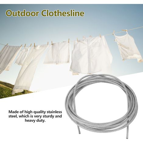 Outdoor-Wäscheleine aus Edelstahl, robuste Konstruktion mit Feststellschraube und Haken (8 m) (1/5)