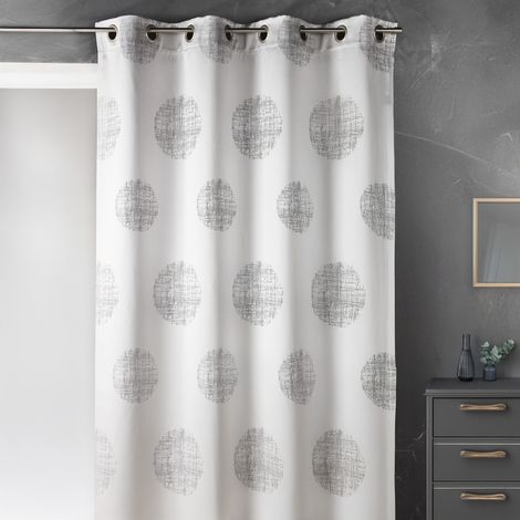 Rideau jacquard à motifs ronds chinés Gris clair 140x260 cm