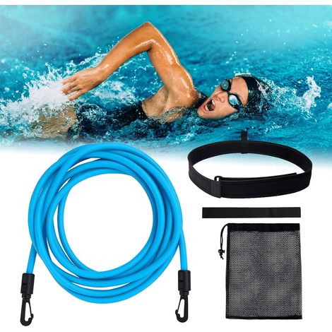 JSSEVN-Résistance Elastique de Nage Piscine, 4M Réglable Entraînement Ceinture de Natation, Elastique Natation pour Adultes et Enfants (1/5)