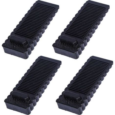 Lot de 4 butées de porte noires antidérapantes et durables (9,5 x 4 x 1,4 cm), empilables, adaptées à tous les types de sols (1/4)