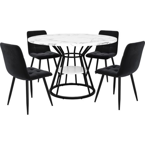 GagaEnsemble table et chaises 5 pièces 100 x 100 x 76 cm noir (1/5)