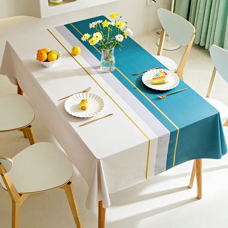 Tablecloth - Rectangular PVC Waterproof Oil Proof Table Cover - For Camping Dining Home Use - 1 Piece (1/5)