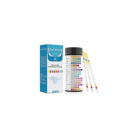 Bandes réactives 16 canaux pour analyse de l’eau (100 unités) – pH, nitrites, chlore, dureté, mercure et plomb – eau potable, piscine, aquarium (1/5)