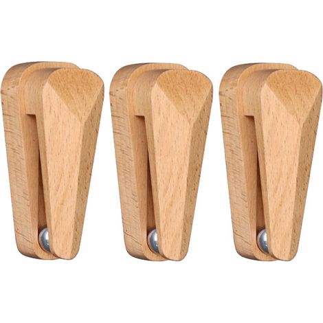 Pinces à serviettes auto-adhésives en bois de hêtre avec bille en acier au carbone à gravité unique, support mural multifonctionnel sans perçage pour placards, cuisine, chambre à coucher (1/4)