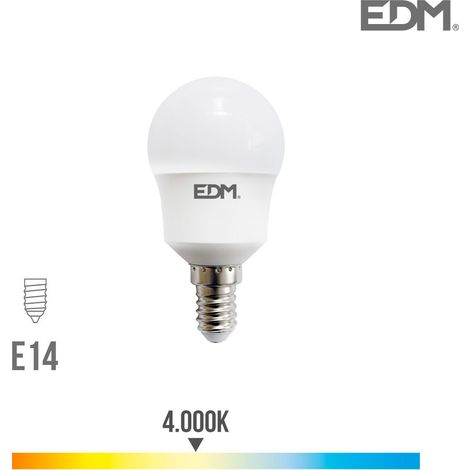 Lampadina LED EDM sferica E14 8,5W 950lm 4000K Luce naturale Ø4,5x8,7cm