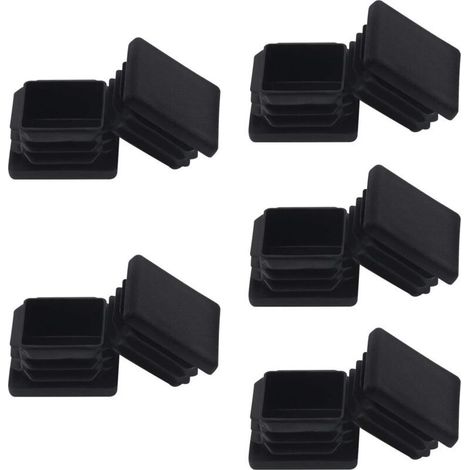 Bouchons pour tubes carrés 40x40 mm, 12 unités en plastique noir, embouts de protection pour clôtures et structures, cache-extrémités de poteaux (1/5)
