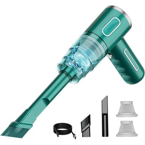 Aspirateur portable sans fil 29000PA pour voiture et maison, noir, 2 filtres verts, dernière version 2026. (1/5)