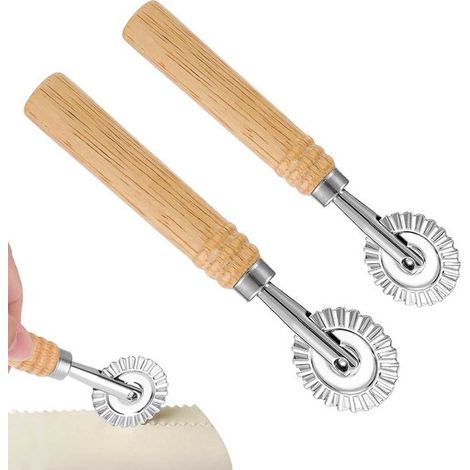 Ruota per pasta in 2 pezzi, taglia pasta, taglia pasta a tasca, taglia pizza, taglia lasagne, taglia pasta ondulata, ruota da taglio con rullo rotondo, G lungo (1/5)