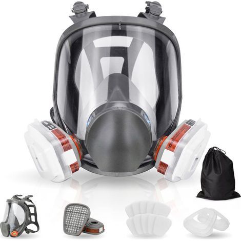 Masque de protection respiratoire intégral réutilisable – Filtration au charbon actif – Silicone ergonomique – Pour peinture, soudure et graffiti (1/5)
