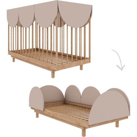 Lit évolutif 70x140 sommier inclus Wood Luck Bloom Cachemire et Bois (1/5)