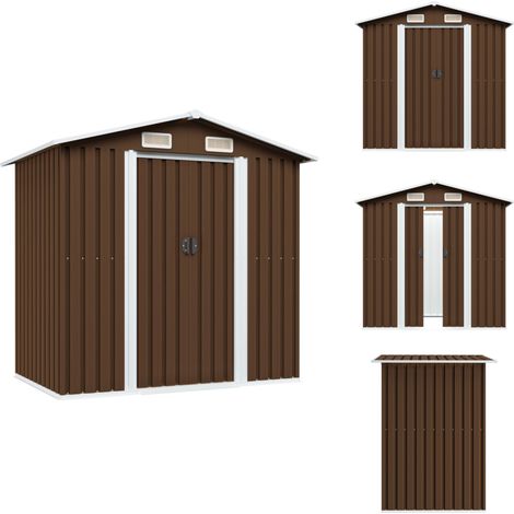 Abri de stockage pour jardin Marron 204x132x186 cm Acier - Abri De Jardin - Abri De Rangement - Cabane De Jardin - Garage Extérieur - Outillage De Jardin (1/5)