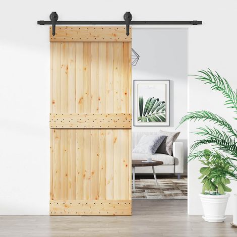 vidaXL Porte coulissante Naturel et noir 90 x 210 cm (1/5)