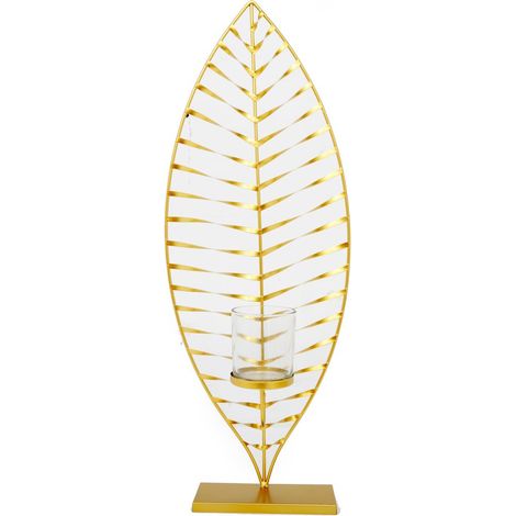 Bougeoir en métal grand modèle FEUILLE