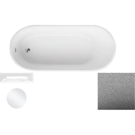 Baignoire îlot chrome glam avec bonde blanc MELODY 170x80 (1/2)