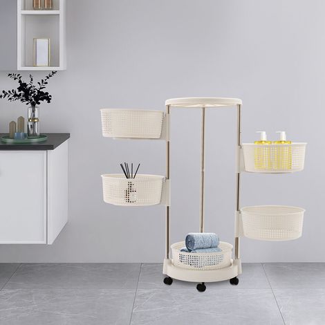 Étagère de rangement à roulettes à 5 niveaux Chariot de rangement mobile pour la cuisine (1/5)