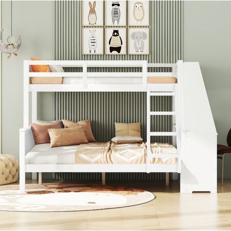 Bett Etagenbett Stauraum Schreibtisch Weiß OKMYHOME (1/5)