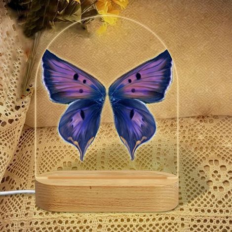 Veilleuse en forme d'arc avec papillon violet foncé à points noirs Lampe LED 7 couleurs Décoration chambre enfant Cadeau naissance (1/5)