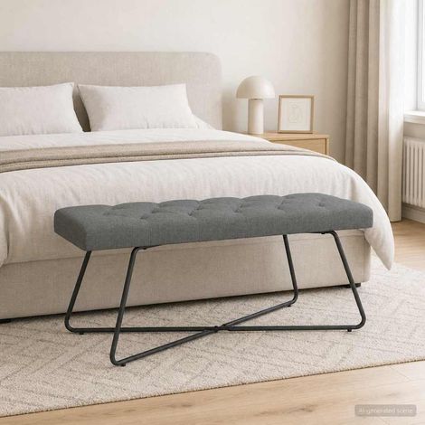 vidaXL Banc avec capitonnage bouton Gris foncé 110 x 40 x 46 cm Tissu (1/5)