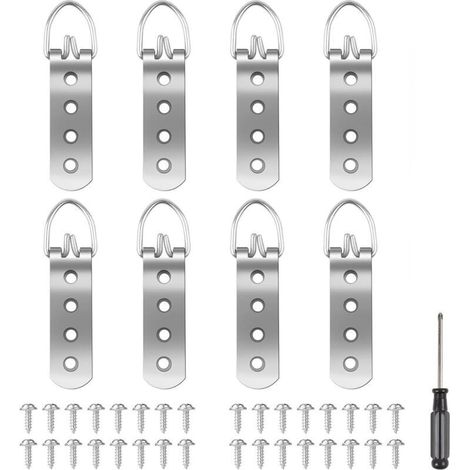 Juego de 8 ganchos resistentes para colgar cuadros con tornillos, ideales para fotos, obras de arte y relojes (8 piezas, con destornillador y 32 tornillos) -Crezuo