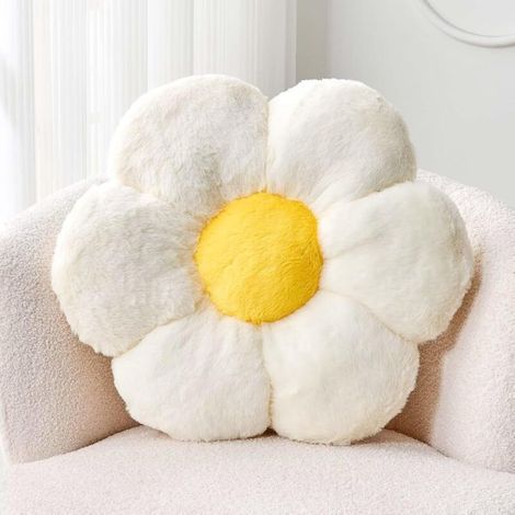 Coussin de siège blanc 50503cm 1 pétale fleur coussin de siège coussin de baie vitrée coussin en peluche chaud coussin de siège de voiture (1/5)