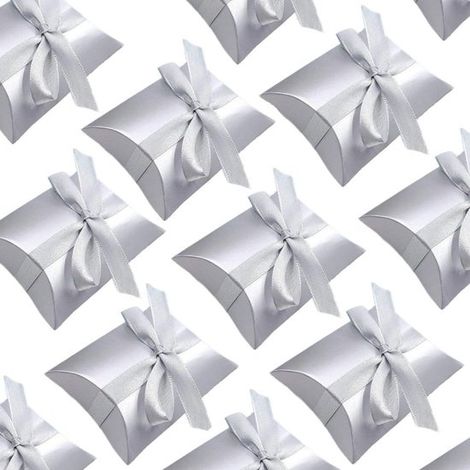 MTTProducts - Geschenkkartons aus Karton - Elegante Verpackung - Silbernes Kissen - Geschenkboxen - Ideal für Partys - 50 Stück (1/5)