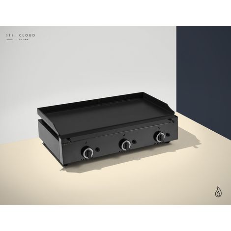 Plancha a gaz Couleur Noire - 3 brûleurs - Plaque Lisse 10 mm - 800 x 455 x 230 mm - Pinha2