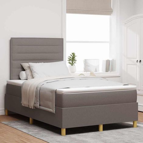 LED Boxspringbett mit Matratze Taupe 120 x 190 cm Stoff
