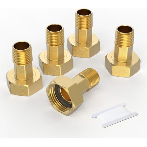 GASHER 5PIÈCESA Adaptateur en laiton pour compteur d’eau filet mâle 3/4 BSP vers filet femelle 1 BSP raccord droit plomberie pour circuits d’eau domestique (1/4)