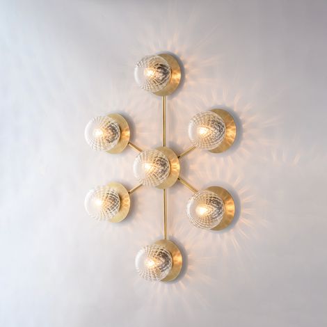 Armonia Plafonnier En Fer Bronzé Brossé 7 Lumières L.85X62 Bl285-Pl7-Brz