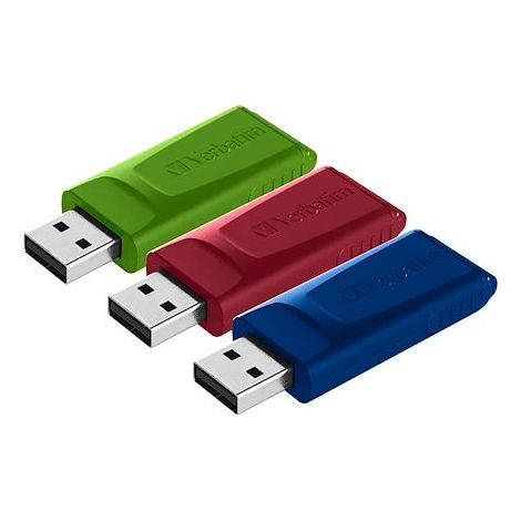 Pack de 3 clés USB 2.0 Verbatim rétractable rouge / bleue / verte 16 Go (1/5)