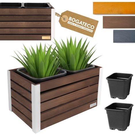 Jardinière Bois Bogateco 37x68x36 cm avec Bac Brun Foncé (1/5)