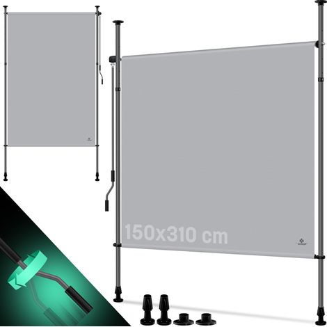 Kesser – Store vertical extérieur extensible opaque avec manivelle sans perçage – Aluminium résistant aux intempéries – 150 x 310 cm – Protection UV et étanchéité (1/5)