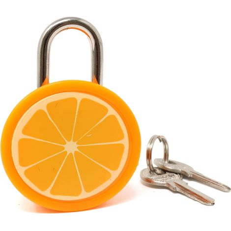 Mini cadenas mignon en forme d'orange avec clé – idéal pour les boîtes à bijoux, sacs à main, porte-monnaie, sacs à dos, coffres et valises.