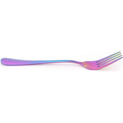 Besteckset aus Edelstahl im westlichen Stil, robuste Gabel, ideal für Restaurant, Küche, Zuhause, Regenbogenfarben.