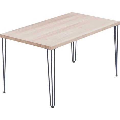 LAMO Manufaktur Esstisch Küchentisch, 140x60x76 cm (AxBxH), Creative, Roh / Anthrazit, LNG-01-A-001-7016Cr