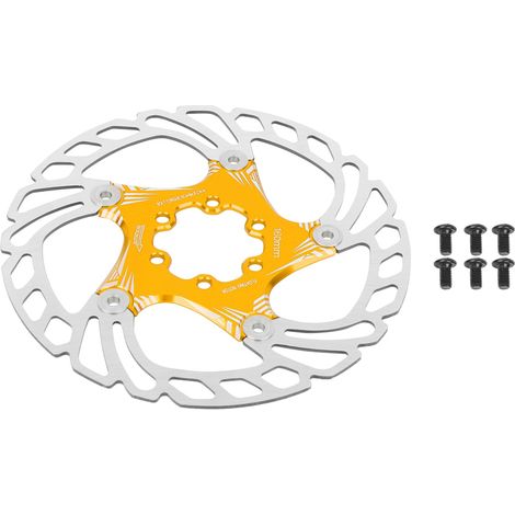 Disque de frein à disque doré 160mm en métal de qualité pour VTT, plaquettes de frein à cinq clous (1/5)