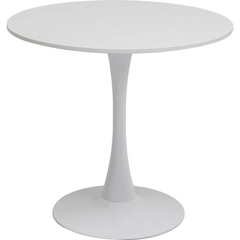 Table Schickeria, Blanc, Bois Mdf, Pied en Acier, Diamètre 80 Cm, Minimaliste, a Manger, Ronde pour 4 Personnes, Salle à Manger, Salon, Bureau (1/5)