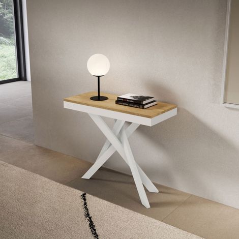 Consolle allungabile Libo Evolution - Quercia natura telaio bianco 90x40/300 cm (1/3)