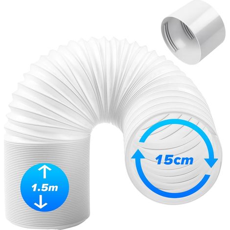 Tuyau d'Échappement de Climatiseur Portable 1.5m Ø150mm avec adaptateur, Tuyau Kit Climatiseur Mobile Flexible,Tuyau D'éVacuation Universel pour Climatisation, Sèche-Linge, Déshumidificateurs (1/5)