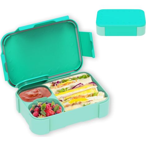 Boîte Repas Enfant, 900 ml, Compartiments, Étanche, Bento, Filles Garçons, Micro-Ondes, Lave-Vaisselle (1/5)