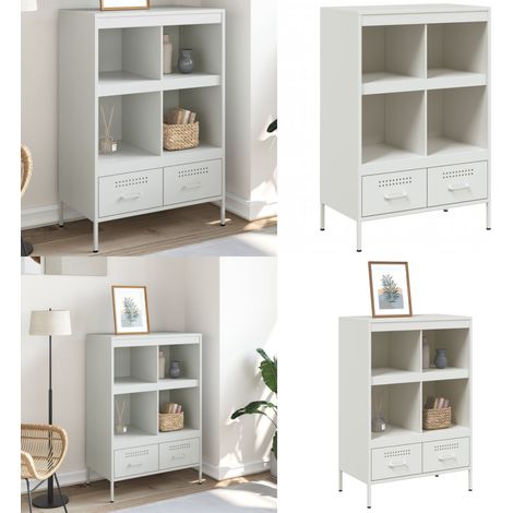 Buffet haut blanc 68x39x101,5 cm acier - Buffet Design Industriel - Meuble Rangement - Buffet Blanc - Buffet Acier - Buffet Contemporain - Home & Living (1/5)